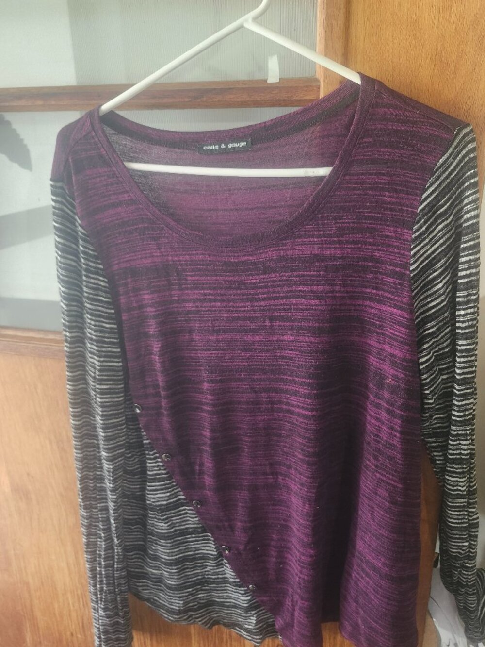 Cable & Gauge Colorblock Asymmetrical Scoop Neck Shirt size XL